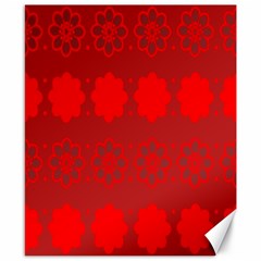 Red Flowers Velvet Flower Pattern Canvas 8  X 10  by Simbadda