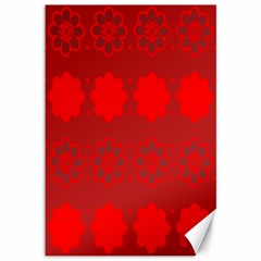 Red Flowers Velvet Flower Pattern Canvas 12  X 18   by Simbadda