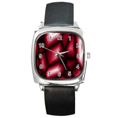 Red Abstract Background Square Metal Watch by Simbadda