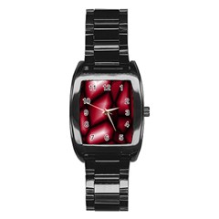 Red Abstract Background Stainless Steel Barrel Watch by Simbadda