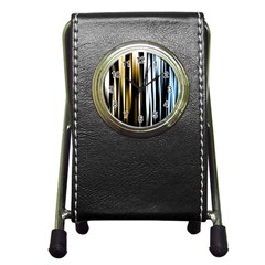 Digitally Created Striped Abstract Background Texture Pen Holder Desk Clocks by Simbadda