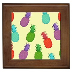 Colorful Pineapples Wallpaper Background Framed Tiles by Simbadda