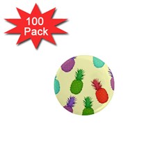 Colorful Pineapples Wallpaper Background 1  Mini Magnets (100 Pack)  by Simbadda