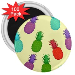 Colorful Pineapples Wallpaper Background 3  Magnets (100 Pack) by Simbadda