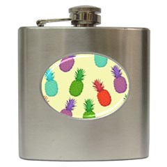 Colorful Pineapples Wallpaper Background Hip Flask (6 Oz) by Simbadda