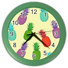 Colorful Pineapples Wallpaper Background Color Wall Clocks by Simbadda