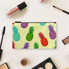 Colorful Pineapples Wallpaper Background Cosmetic Bag (small)  by Simbadda