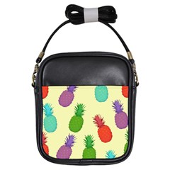 Colorful Pineapples Wallpaper Background Girls Sling Bags by Simbadda