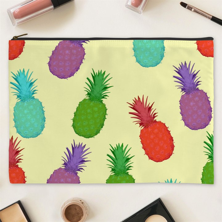 Colorful Pineapples Wallpaper Background Cosmetic Bag (XXXL) 