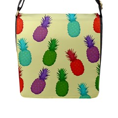 Colorful Pineapples Wallpaper Background Flap Messenger Bag (l)  by Simbadda