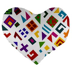 A Colorful Modern Illustration For Lovers Large 19  Premium Heart Shape Cushions by Simbadda