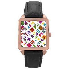 A Colorful Modern Illustration For Lovers Rose Gold Leather Watch  by Simbadda