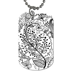 Black Abstract Floral Background Dog Tag (one Side) by Simbadda