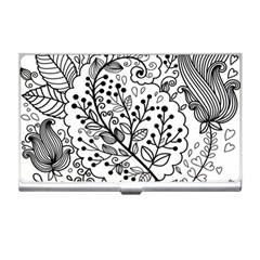 Black Abstract Floral Background Business Card Holders by Simbadda