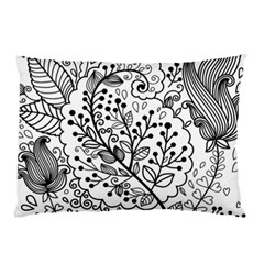 Black Abstract Floral Background Pillow Case by Simbadda