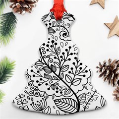 Black Abstract Floral Background Christmas Tree Ornament (two Sides) by Simbadda