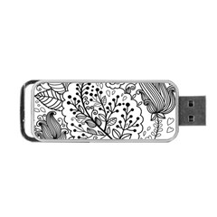 Black Abstract Floral Background Portable Usb Flash (one Side) by Simbadda