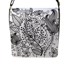 Black Abstract Floral Background Flap Messenger Bag (l)  by Simbadda