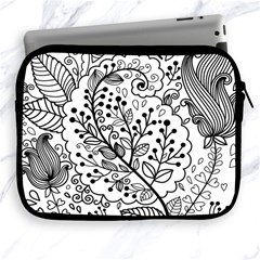 Black Abstract Floral Background Apple Ipad 2/3/4 Zipper Cases by Simbadda