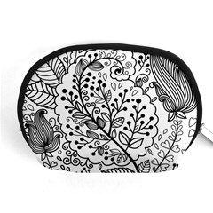 Black Abstract Floral Background Accessory Pouches (medium)  by Simbadda