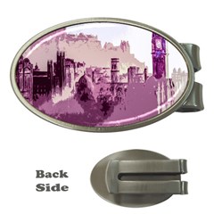 Abstract Painting Edinburgh Capital Of Scotland Money Clips (oval)  by Simbadda