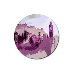 Abstract Painting Edinburgh Capital Of Scotland Rubber Coaster (round)  by Simbadda