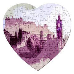 Abstract Painting Edinburgh Capital Of Scotland Jigsaw Puzzle (heart) by Simbadda