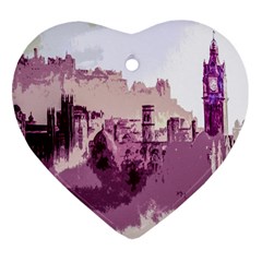 Abstract Painting Edinburgh Capital Of Scotland Heart Ornament (two Sides) by Simbadda