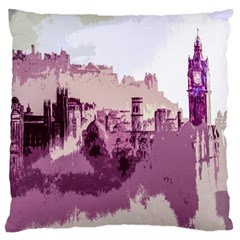 Abstract Painting Edinburgh Capital Of Scotland Large Cushion Case (one Side) by Simbadda