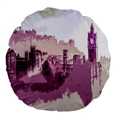 Abstract Painting Edinburgh Capital Of Scotland Large 18  Premium Flano Round Cushions by Simbadda