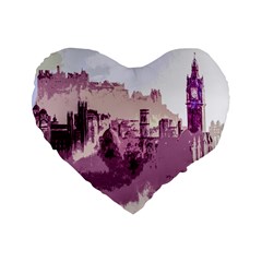 Abstract Painting Edinburgh Capital Of Scotland Standard 16  Premium Flano Heart Shape Cushions by Simbadda