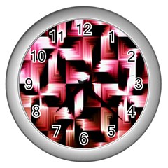 Red And Pink Abstract Background Wall Clocks (silver) 