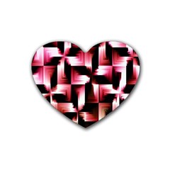 Red And Pink Abstract Background Heart Coaster (4 Pack)  by Simbadda