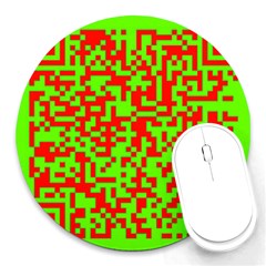 Colorful Qr Code Digital Computer Graphic Round Mousepads by Simbadda