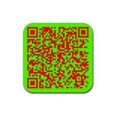 Colorful Qr Code Digital Computer Graphic Rubber Coaster (square)  by Simbadda