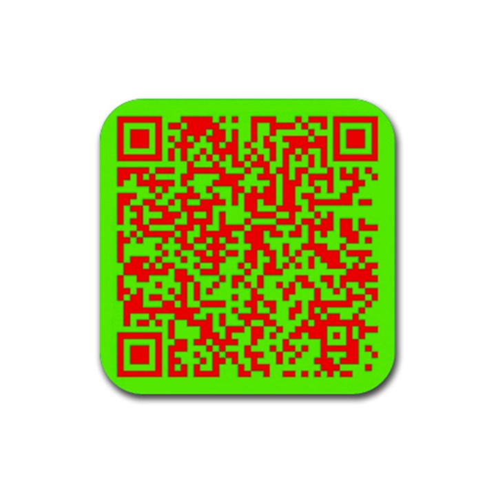 Colorful Qr Code Digital Computer Graphic Rubber Coaster (Square) 