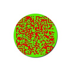 Colorful Qr Code Digital Computer Graphic Rubber Coaster (round)  by Simbadda