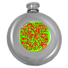 Colorful Qr Code Digital Computer Graphic Round Hip Flask (5 Oz) by Simbadda