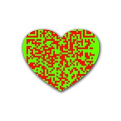 Colorful Qr Code Digital Computer Graphic Rubber Coaster (heart)  by Simbadda