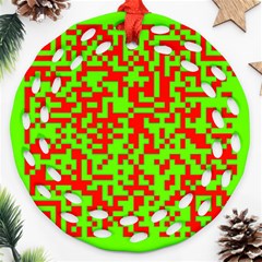 Colorful Qr Code Digital Computer Graphic Round Filigree Ornament (two Sides) by Simbadda