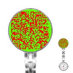 Colorful Qr Code Digital Computer Graphic Stainless Steel Nurses Watch by Simbadda