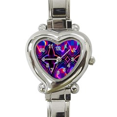 Rainbow Abstract Background Pattern Heart Italian Charm Watch by Simbadda