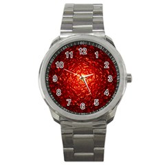 Abstract Red Lava Effect Sport Metal Watch by Simbadda