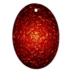 Abstract Red Lava Effect Oval Ornament (Two Sides)