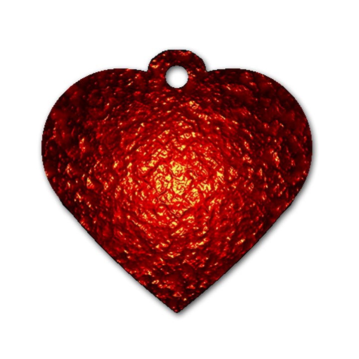 Abstract Red Lava Effect Dog Tag Heart (Two Sides)