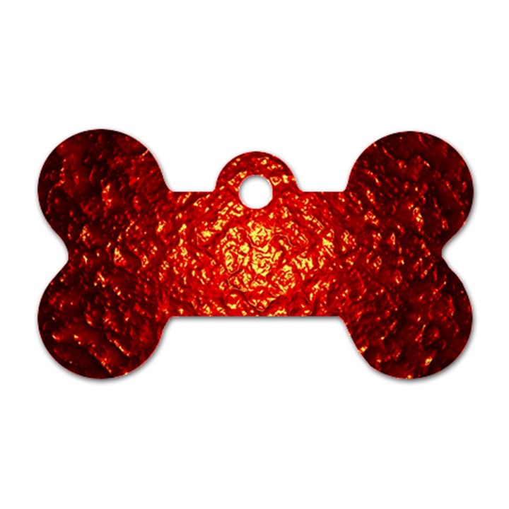 Abstract Red Lava Effect Dog Tag Bone (Two Sides)