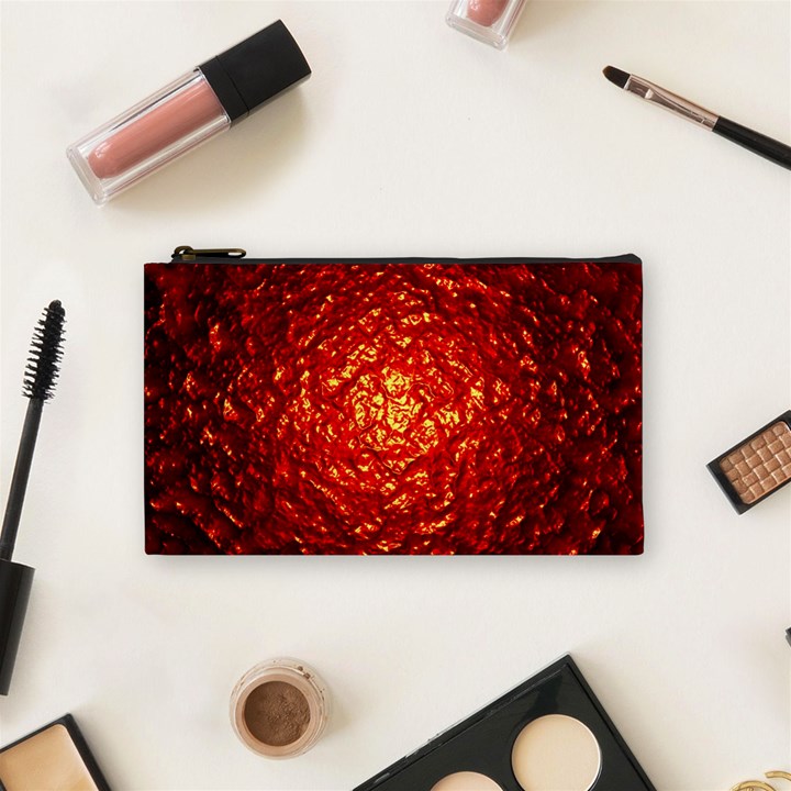 Abstract Red Lava Effect Cosmetic Bag (Small) 