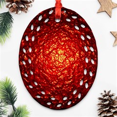 Abstract Red Lava Effect Oval Filigree Ornament (Two Sides)