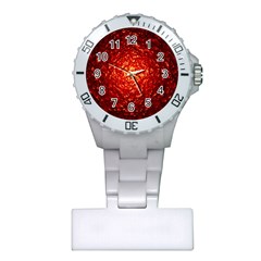 Abstract Red Lava Effect Plastic Nurses Watch by Simbadda