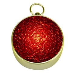 Abstract Red Lava Effect Gold Compasses